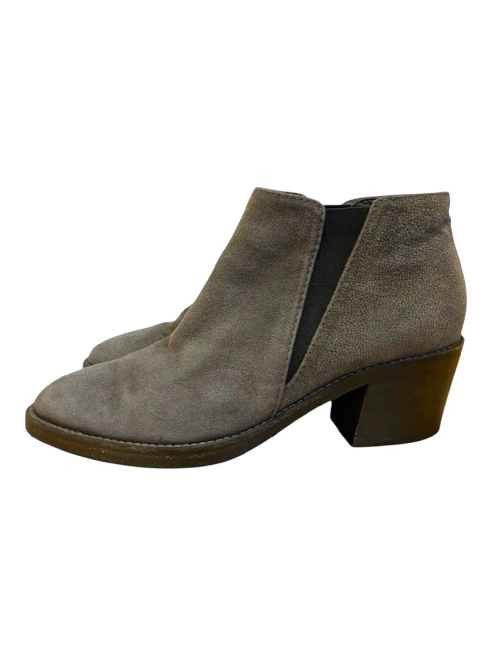 Aquatalia suede leather grey ankle boots chunky heels elastic ankle 7.5 luxury
